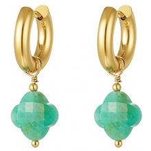 Ornamenti pozlacené náušnice Turquoise Clover gold OOR300076