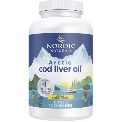 Nordic Naturals Arctic Cod Liver Oil, Olej z tresčích jater, Citrón, 180 softgelových kapslí citron – Hledejceny.cz