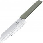 VICTORINOX Santoku nůž, vroubkovaná čepel, 17 cm, olivově zelený 6.9056.17K6B – Zboží Mobilmania