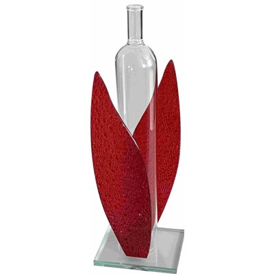 Skleněná váza na 1 květinu tulipán, červené listy – Hledejceny.cz