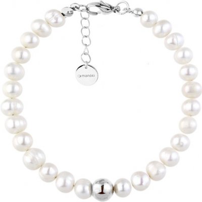 Manoki Perlový náramek Marilda chirurgická ocel sladkovodní perla BA1055 stříbrná Bílá – Zboží Mobilmania