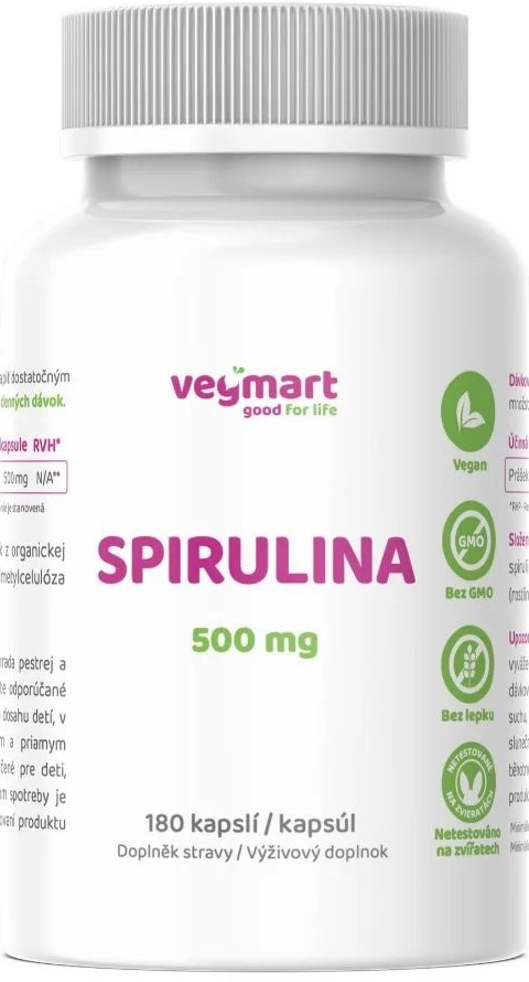 Vegmart Spirulina 500 mg 180 kapslí