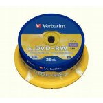 Verbatim DVD+RW 4,7GB 4x, SERL, cakebox, 25ks (43489) – Zboží Živě