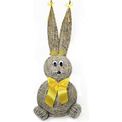 OVČÍ VĚCI Slámový zajíc se žlutou mašlí 45 cm – Zboží Dáma