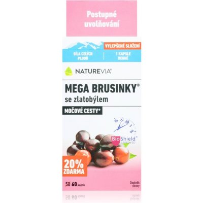 NatureVia Mega Brusinky se zlatobýlem kapsle pro zdraví močových cest 60 kapslí – Hledejceny.cz