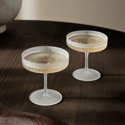 ferm LIVING Skleničky na šampaňské Ripple Frosted set bílá barva sklo 2 x 150 ml – Hledejceny.cz