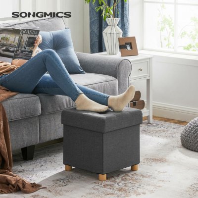 SONGMICS Taburet s úložným prostorem šedý 38 x 40 x 38 cm – Zboží Mobilmania