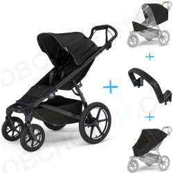 Thule Set 4v1 Urban Glide 4-wheel Black 2024 + pláštěnka + ochranná síť + madlo