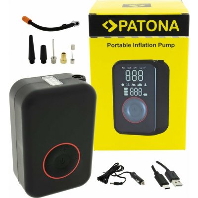 PATONA cestovní mini kompresor do auta, na kolo/ powerbank 4000 mAh/ LED SOS/ USB-A/ USB-C/ LCD | Zboží Auto