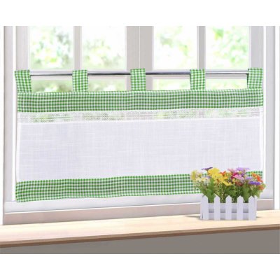 Hotová záclona Kostička a krajka zelená 40 x 80 cm - 40 x 80 cm – Hledejceny.cz