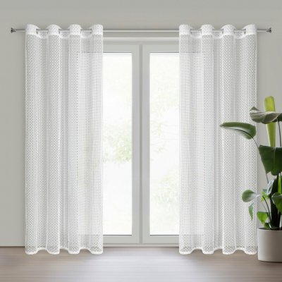 EUROFIRANY ZÁCLONA NA KROUŽCÍCH MIRELLA 140X250 CM BÍLÁ – Zboží Mobilmania