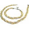 Steel Jewelry Souprava Náhrdelník Náramek PLETENÝ GOLD Chirurgická ocel SET240183