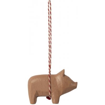 Maileg Vánoční dřevěná ozdoba prasátko Old Rose růžová barva dřevo – Zboží Dáma