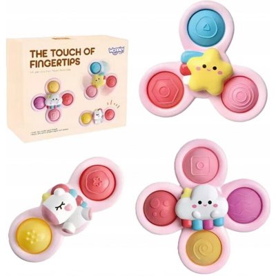 Woopie BABY Space Spinner Pop it Sensory Toy vyměnitelné 3 ks růžové – Sleviste.cz