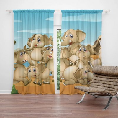 Sablio Závěs Sloni: 2ks 140x250cm – Hledejceny.cz