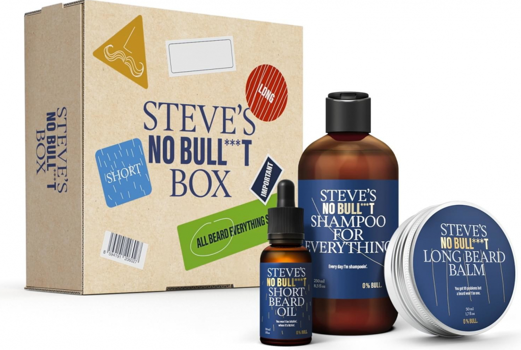 Steves NO BULL***T All Beard Everything Box šampon 250 ml + olej na vousy 30 ml + balzám na vousy 50 ml