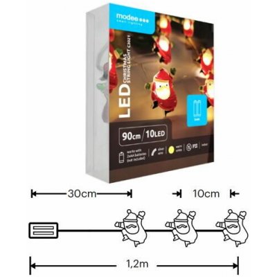 Modee ML-C3021 10LED 90cm santa vánoční řetěz nano, 2xAA teplá IP20 – Hledejceny.cz