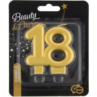Godan SVÍČKA číslice 18 zlatá metalická 8 cm – Zboží Dáma