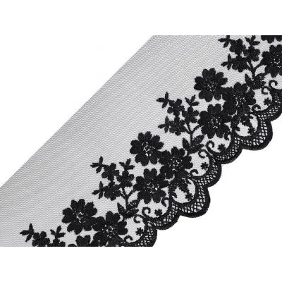 Vyšíváná krajka na monofilu šíře 90 mm Varianta: 2 černá, Balení: 13.5 m – Sleviste.cz