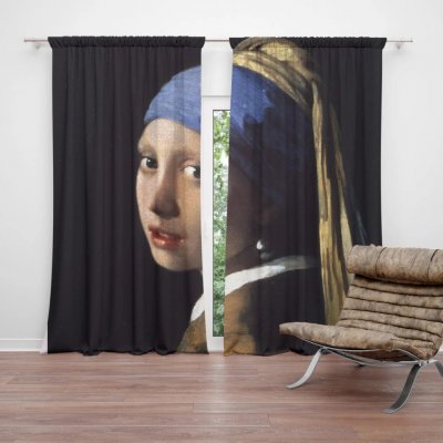 Sablio Závěs Dívka s perlou - Johannes Vermeer: 2ks 140x250cm – Hledejceny.cz