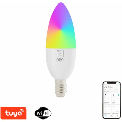 Immax NEO LITE Smart žárovka LED E14 6W RGB+CCT barevná a bílá, stmívatelná, WiFi, C37