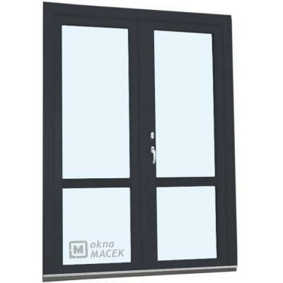 Kömmerling balkonové dveře 70 AD s příčkou O+OS klapačka levé antracit/bílá 150 x 230 cm oboustranná klika + FAB + hliník – Hledejceny.cz