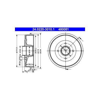 ATE brzdový buben 24.0220-3010.1