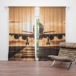 Sablio Závěs Letadlo přistávající při západu slunce: 2ks 140x250cm – Hledejceny.cz