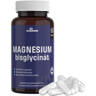 Žít dlouho Magnesium bisglycinát 100 mg + B6 60 kapslí – Hledejceny.cz