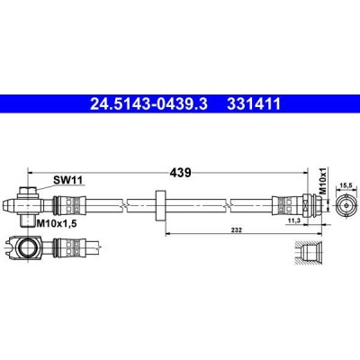Brzdová hadice ATE 24.5143-0439 (AT 331411) – Sleviste.cz