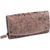 Peněženka Dámská peněženka kožená růže ornamenty 9,5x18 cm 7 šedobéžová