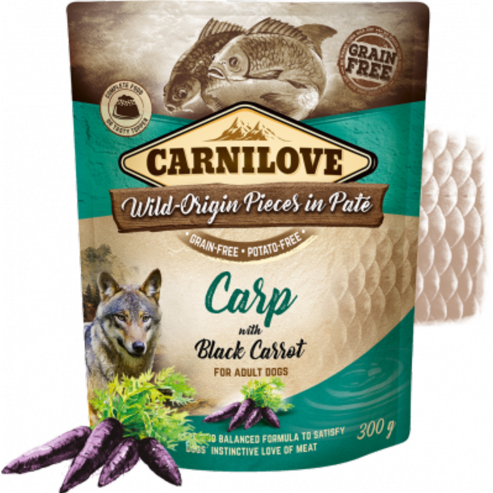 Carnilove Dog Pouch Paté Carp with Black Carrot 300 g