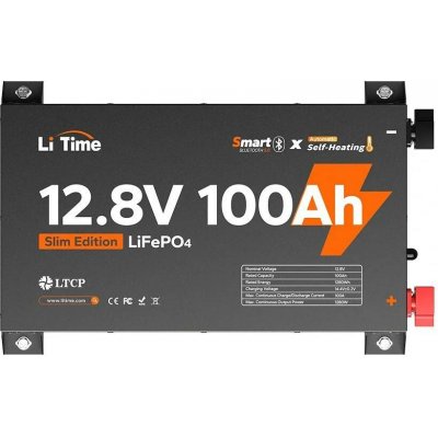 ❄️LiTime 12V 100Ah Slim LiFePO4 baterie s Bluetooth a ohřevem ultra tenká baterie do karavanu vestavby a lodě – Zboží Živě