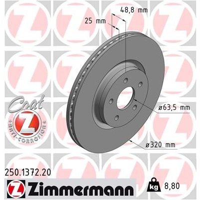 Brzdový kotouč ZIMMERMANN 250.1372.20 | Zboží Auto