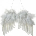 Clayre & Eef Bílá závěsná andělská křídla s peříčky - 20*1*16 cm – Hledejceny.cz