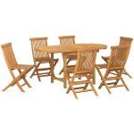 OMAXI 665843 Zahradní jídelní souprava 7 pcs Hnědá Masivní teakové dřevo – Hledejceny.cz