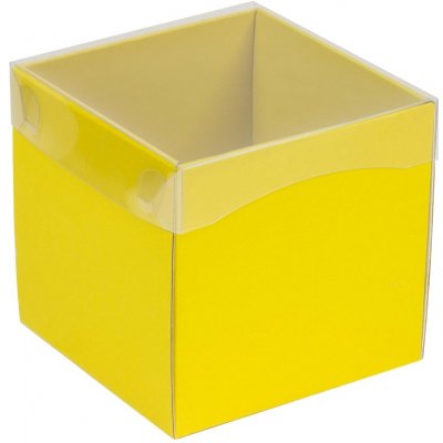 Dárková krabička s průhledným víkem 150x150x150/35 mm, žlutá – Zboží Mobilmania