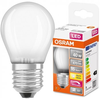 Osram Stmívatelná LED žárovka E27 P45 4,8W = 40W 470lm 2700K Teplá bílá