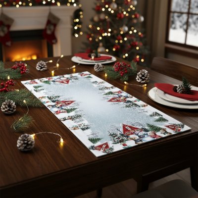 Mybesthome Vánoční ubrus - běhoun SNOWMANS FRIENDS 40x85 cm – Zboží Dáma