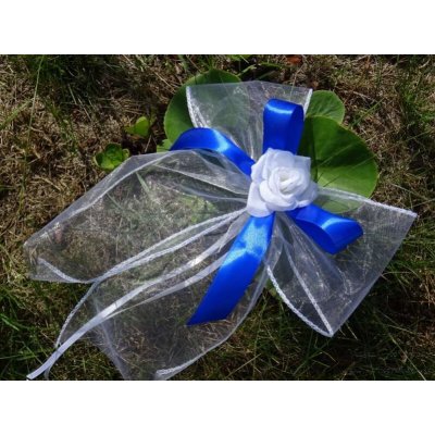 Organzová mašle s růžičkou - modrá královská 074R – Sleviste.cz