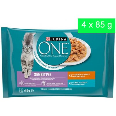 Purina ONE Sensitive minifiletky s kuřetem a tunakem 4 x 85 g