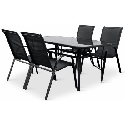 Nábytek Texim Zahradní jídelní set Klaudie černý + 4x židle RAMADA – Hledejceny.cz
