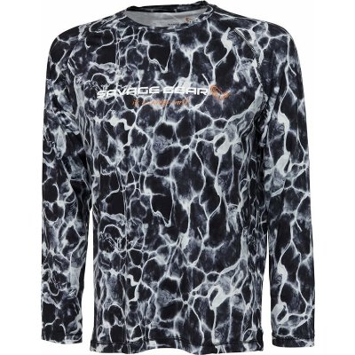 Savage Gear Tričko Night Uv Long Sleeve T-Shirt Black Waterprint – Zboží Mobilmania