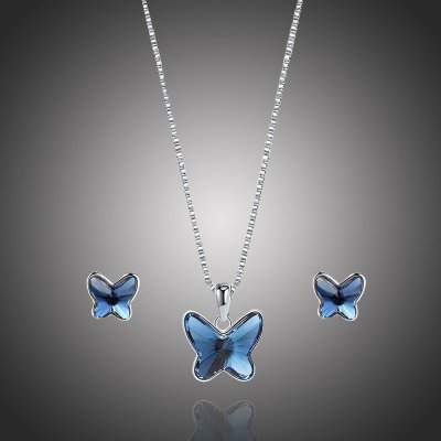 Éternelle souprava náhrdelníku a náušnic Swarovski Elements Montanari SET2050 Modrá – Zbozi.Blesk.cz