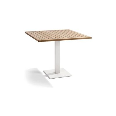 Manutti Bistro stolek Napoli, čtvercový 90x90x75 cm, hliníkový rám bílý white, deska teak – Zbozi.Blesk.cz