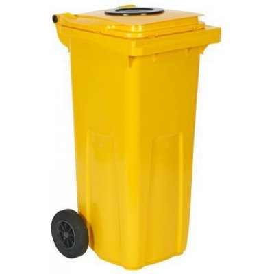 Extera Plastová venkovní popelnice na tříděný odpad s otvorem 120 l žlutá 49789 – Zboží Mobilmania