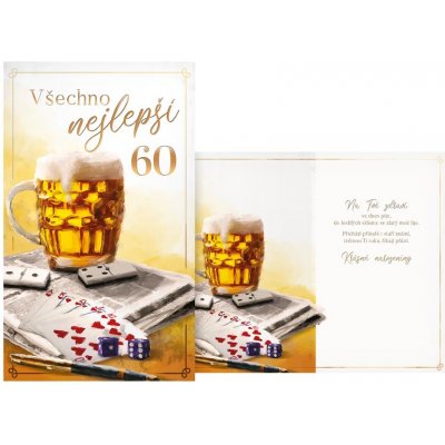 Blahopřání 60 - pivo, karty – Zbozi.Blesk.cz