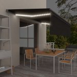 vidaXL Automatická markýza roleta LED a senzor větru 5x3 m antracitová – Zbozi.Blesk.cz