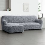 GA.I.CO bielastický potah na sedací soupravu s otomanem vlevo Grafiti Nový antracit 170 - 300 cm – Hledejceny.cz