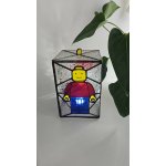 Lampa LEGO Magic – stolní vitrážová lampička, ruční výroba, Tiffany technika, dárek pro fanoušky LEGO (20x14 cm) – Sleviste.cz